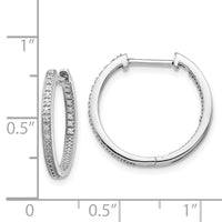 Thumbnail for 14k White Gold Polished Diamond In/Out Hinged Hoop Earrings