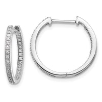 Thumbnail for 14k White Gold Polished Diamond In/Out Hinged Hoop Earrings