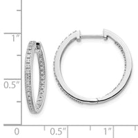 Thumbnail for 14k White Gold Polished Diamond In/Out Hinged Hoop Earrings