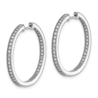Thumbnail for 14k White Gold Polished Diamond In/Out Hinged Hoop Earrings