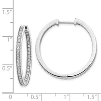 Thumbnail for 14k White Gold Polished Diamond In/Out Hinged Hoop Earrings