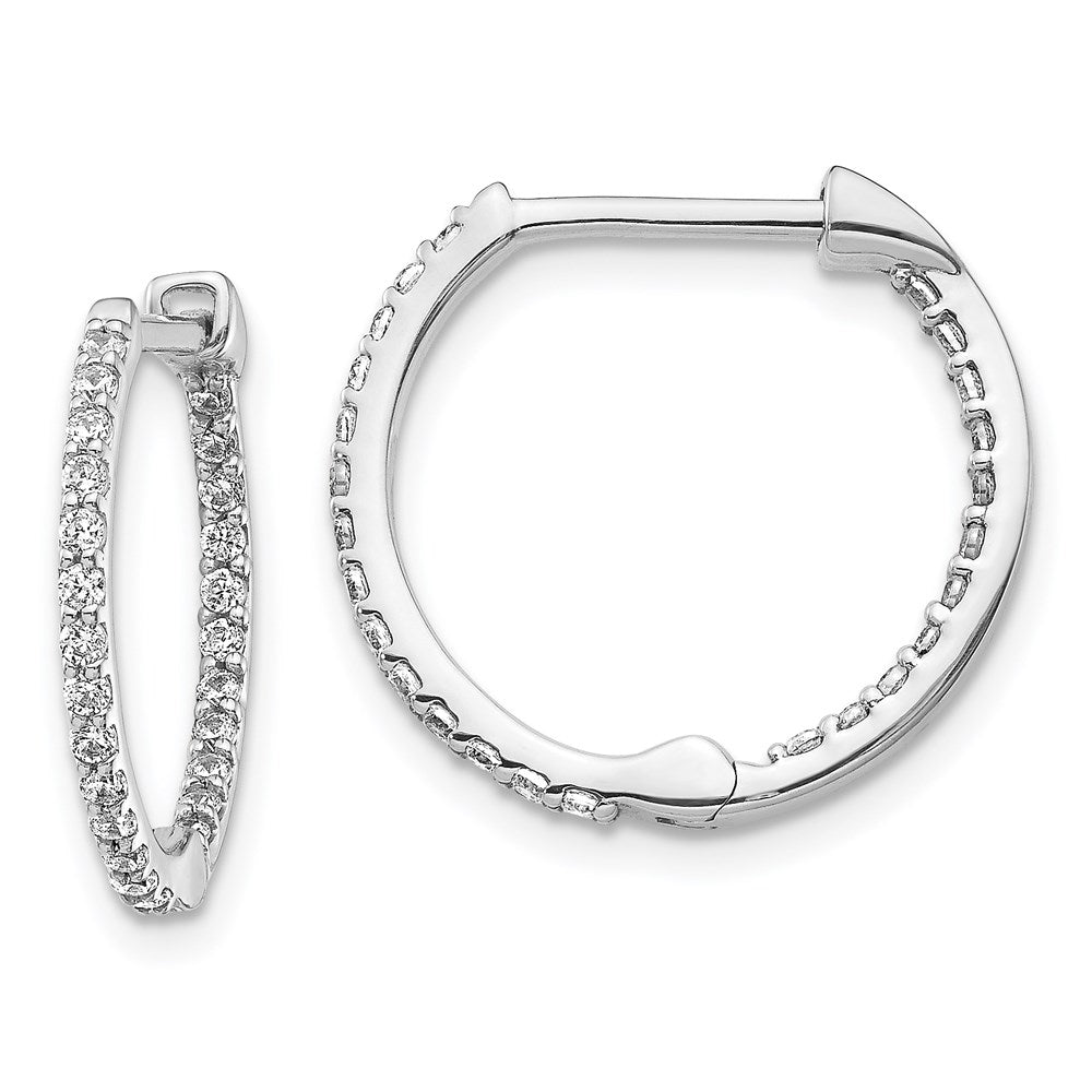 14k Diamond In/Out Hinged Hoop Earrings