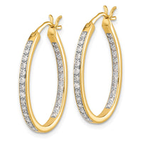 Thumbnail for 14k Diamond In/Out Hoop Earrings