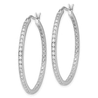 Thumbnail for 14k White Gold Diamond In/Out Hoop Earrings