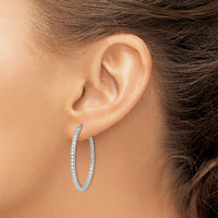 Thumbnail for 14k White Gold Diamond In/Out Hoop Earrings