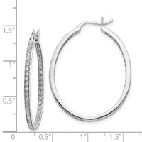 Thumbnail for 14k White Gold Diamond In/Out Hoop Earrings