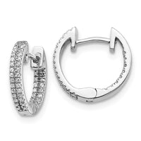 Thumbnail for 14k White Gold In/Out Diamond Hinged Hoop Earrings