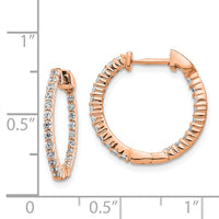 Thumbnail for 14k Rose Gold Polished Diamond In/Out Hinged Hoop Earrings