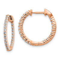 Thumbnail for 14k Rose Gold Polished Diamond In/Out Hinged Hoop Earrings