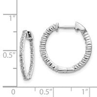 Thumbnail for 14k Rose Gold Polished Diamond In/Out Hinged Hoop Earrings
