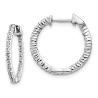 Thumbnail for 14k Rose Gold Polished Diamond In/Out Hinged Hoop Earrings