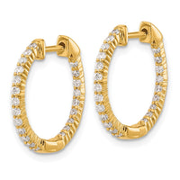 Thumbnail for 14k Rose Gold Polished Diamond In/Out Hinged Hoop Earrings