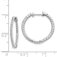 Thumbnail for 14k Rose Gold Polished Diamond In/Out Hinged Hoop Earrings
