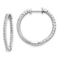 Thumbnail for 14k Rose Gold Polished Diamond In/Out Hinged Hoop Earrings