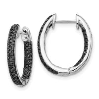 Thumbnail for 14k White Gold, All Black Diamond In/Out Hoop Earrings
