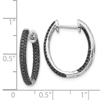 Thumbnail for 14k White Gold Black Diamond In/Out Hoop Earrings
