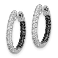 Thumbnail for 14k White Gold Black and White Diamond In/Out Hoop Earrings