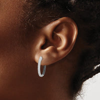 Thumbnail for 14k White Gold Black and White Diamond In/Out Hoop Earrings