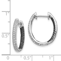 Thumbnail for 14k White Gold Black and White Diamond In/Out Hoop Earrings