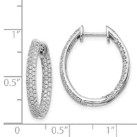 Thumbnail for 14k White Gold Diamond In/Out Hinged Hoop Earrings