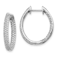 Thumbnail for 14k White Gold Diamond In/Out Hinged Hoop Earrings
