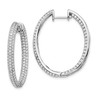 Thumbnail for 14k White Gold Diamond In/Out Hinged Hoop Earrings