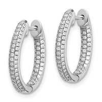 Thumbnail for 14k White Gold Diamond In/Out Hinged Hoop Earrings
