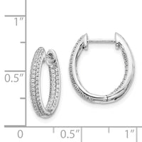 Thumbnail for 14k White Gold Diamond In/Out Hinged Hoop Earrings