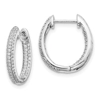 Thumbnail for 14k White Gold Diamond In/Out Hinged Hoop Earrings