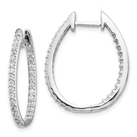 Thumbnail for 14k White Gold In/Out Diamond Hinged Hoop Earrings