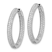 Thumbnail for 14k White Gold 1 1/2Ctw Hinged Hoop Diamond Earrings