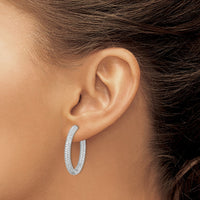 Thumbnail for 14k White Gold 1 1/2Ctw Hinged Hoop Diamond Earrings