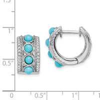 Thumbnail for 14k White Gold Turquoise and White Topaz Hinged Hoop Earrings