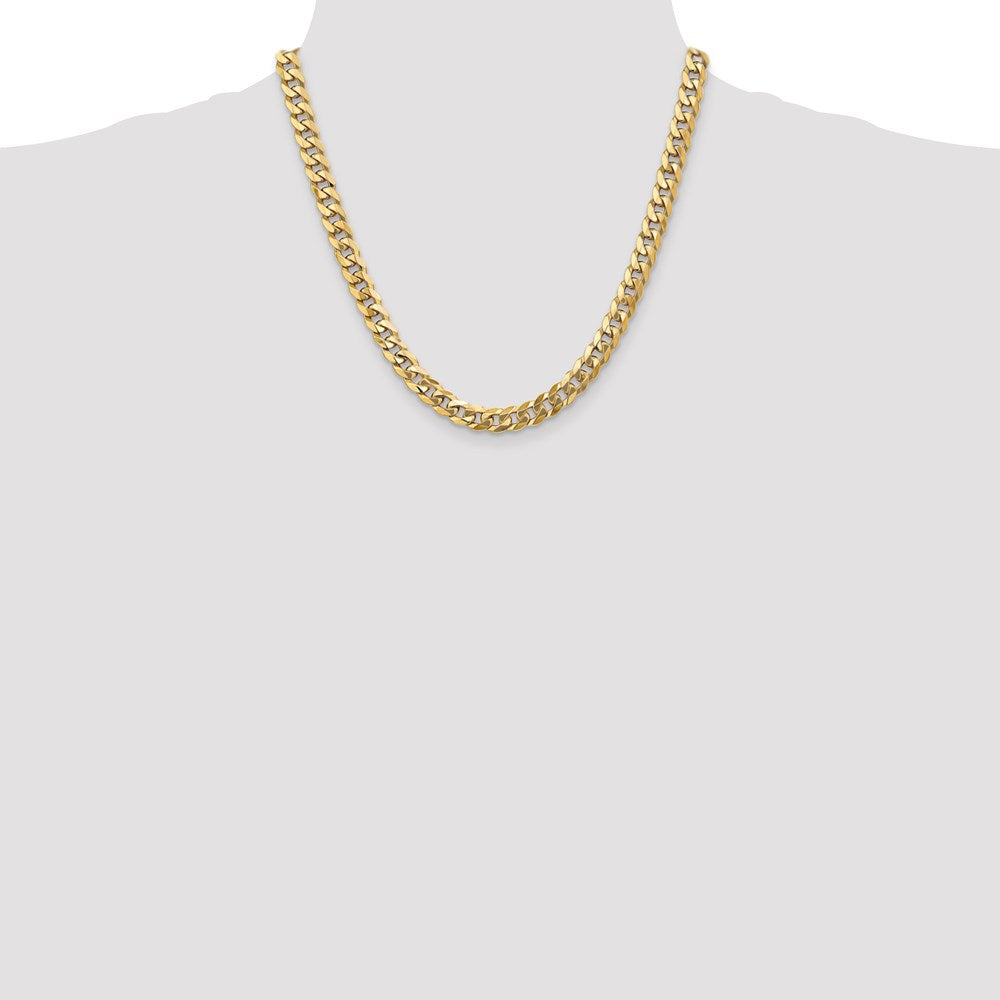 14k 8mm Flat Beveled Curb Chain