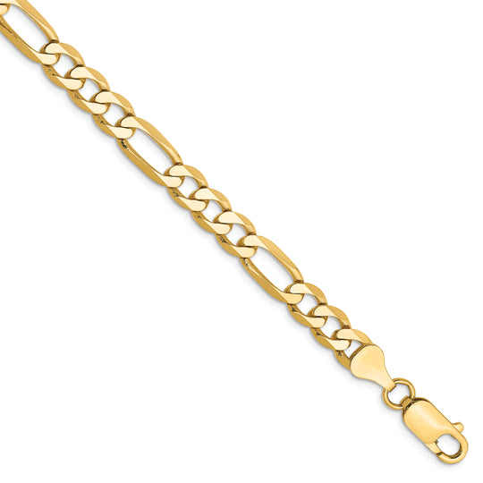 14-Karat 6.25mm Flat Figaro Bracelet - 7