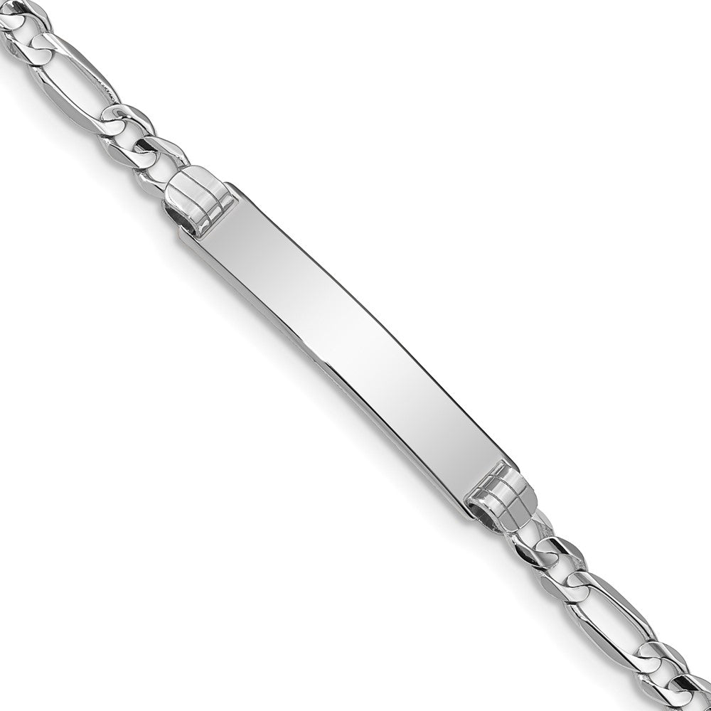14k WG Soft Diamond Shape Figaro Link ID Bracelet