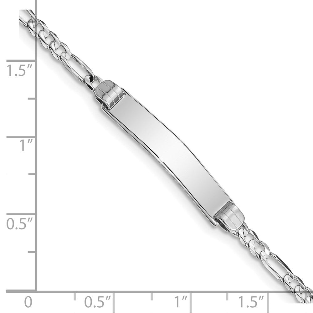 14k WG Soft Diamond Shape Figaro Link ID Bracelet