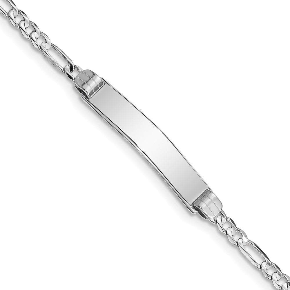 14k WG Soft Diamond Shape Figaro Link ID Bracelet