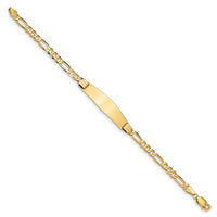 Thumbnail for 14k Figaro Soft Diamond Shape ID Bracelet