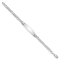 Thumbnail for 14k WG Figaro Link Soft Diamond Shape ID Bracelet