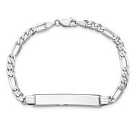 Thumbnail for 14k WG Figaro Link Soft Diamond Shape ID Bracelet