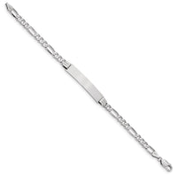 Thumbnail for 14k WG Figaro Link Soft Diamond Shape ID Bracelet