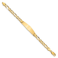 Thumbnail for 14k Figaro Soft Diamond Shape ID Bracelet