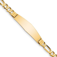 Thumbnail for 14k Figaro Soft Diamond Shape ID Bracelet