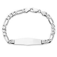 Thumbnail for 14k WG Figaro Link Soft Diamond Shape ID Bracelet