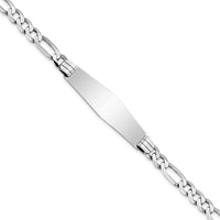 Thumbnail for 14k WG Figaro Link Soft Diamond Shape ID Bracelet
