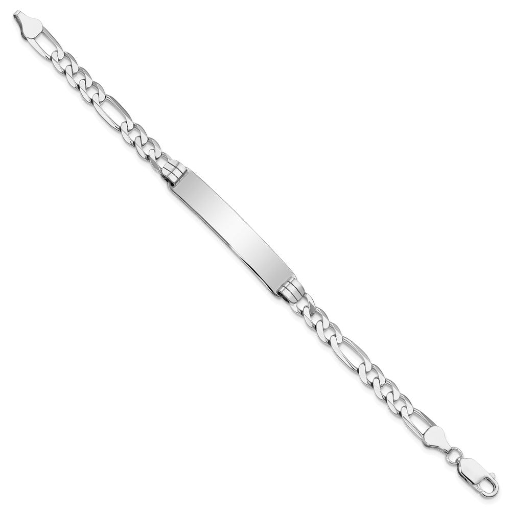 14k WG Figaro Link Soft Diamond Shape ID Bracelet