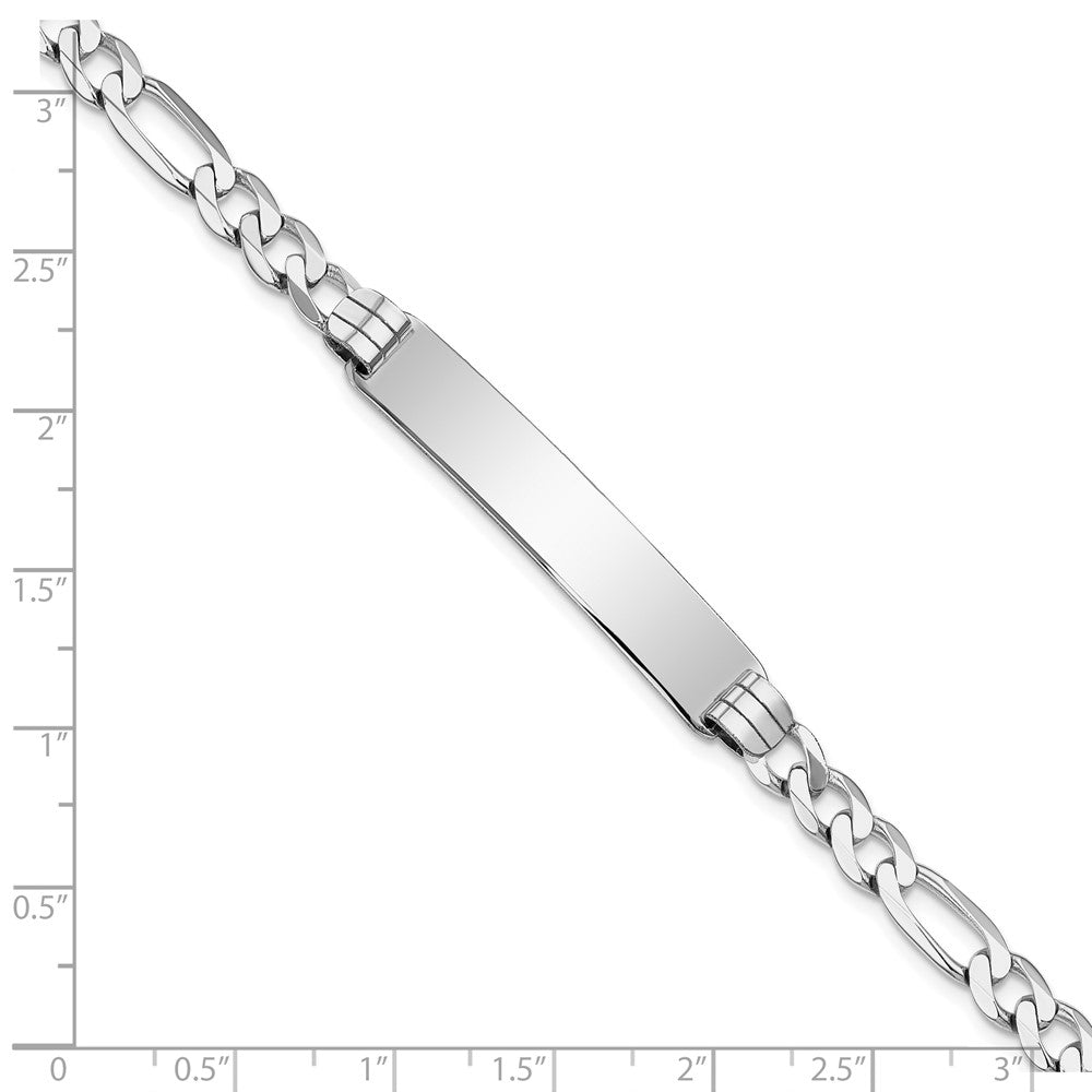 14k WG Figaro Link Soft Diamond Shape ID Bracelet