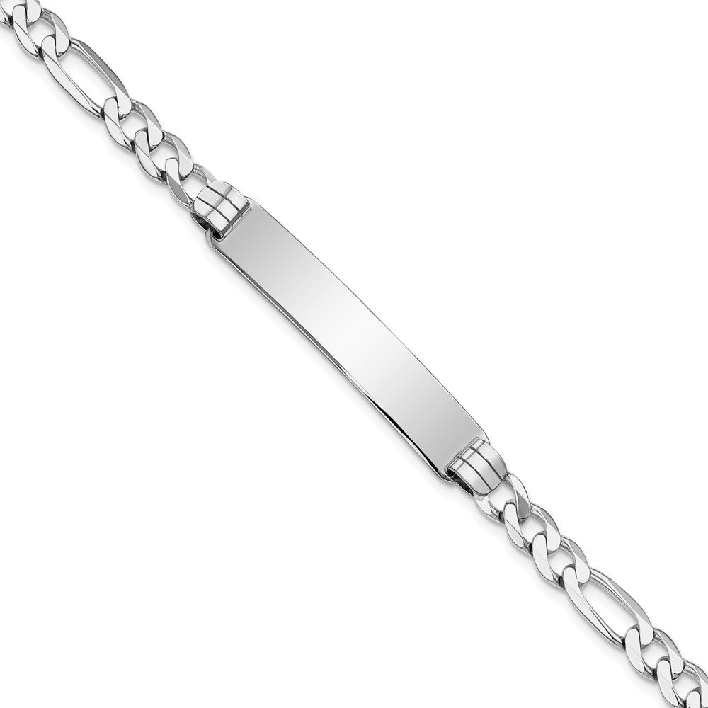 14k WG Figaro Link Soft Diamond Shape ID Bracelet