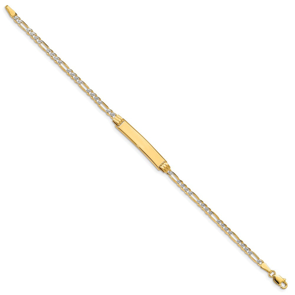14k with Rhodium Pav‚ Figaro ID Bracelet